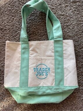 Trader Joe’s Mini Tote Bags -  teal Green canvas reusable versatile